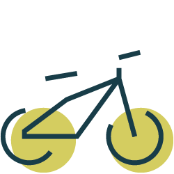 Blue and Gold Icon of a Bicycle indicating that Fulcrum's amenities will include bicycle storage