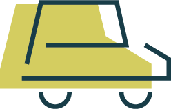 Blue and Gold Icon of a car, indicating that Fulcrum will offer ample parking with a 3:1,000 parking ratio